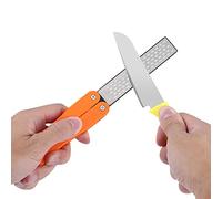 Gavigain Knife Sharpener,Dual Grit Diamond Sharpener, Sharpener Stone Outdoor Camping Folding Double Sided 400/600# Whetstone Stones Sharpening Tool for Sharpen Kitchen Tools, Scissors(Yellow)