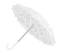 Gavigain Lace Umbrella Parasol Vintage Craft Flowers Embroidery Umbrella Children's Mini Decorative Umbrella Bridal Umbrella, Wooden Handle Parasol for Weddings, Parties,Outdoor Photography(WHITE)