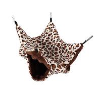 Gavigain Pet Double Layer Hammock Hamster Honey Bag Flying Chipmunk Ferret Warm Winter Hanging Pet Sleeping Bag Hammock (Brown spots)