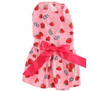 Gavigain Small Dog Dress, Striped Bowknot Design, Breathable Polyester, Sun Protection, Easy Wear, for Shaved Dogs, Summer Outfit for Pets (XZD231 Strawberry L)