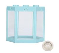 Gavigain Small Hexagon Fish Container, Sturdy and Lightweight, Crystal Clear Viewing, Portable Desktop Aquarium, for Kids and Office Decor (Blue)