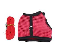 Gavigain Small Pet Harness and Lead, Breathable Soft Net Fabric, Adjustable Secure Fit, for Rabbits Guinea Pigs Kittens Puppies (Rose Red)