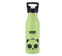 Gavigain Stainless Steel Water Bottle with Straw, Sucking Mouth 500ml / 17.6fl Oz Vacuum Cartoon Flask Leakproof Drinks Hot Cold for Girls, Boys, Green Panda