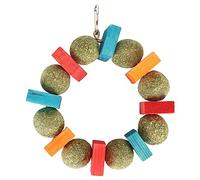 Gavigain Wood and Straw Chew Toys, Edible and Non, Promote Teeth, Nutritious, for Small Animals Like Hamsters and Rabbits (Colorful Piece Round Ring)
