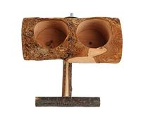 Gavigain Wood Bird Feeder Double Bowl Design with Perch for Birds, for Food and Water, Grooming, and Cage Accessories