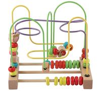 Gavigain Wooden Bead Maze Activity Cube Fruits Slide Abacus for Toddler Educational Toy L