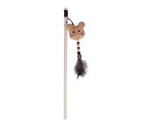Gavigain Wooden Pole Funny Cat Stick Cute Cartoon Plush Vocalize Interactive Cat Feather Toys with Bells for Pet Catcher Play (Brown mouse)