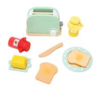 Gavigain Wooden Toaster Play Set Safe Bread Maker Toy Kids Hand Eye Coordination Kitchen