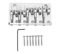 Gavigain Zinc Alloy Bass Bridge, 5 Saddles Adjustable, Sturdy Cr Plating, Rusts Resistant, Easy Installation for Bass Guitar Players (Plata)
