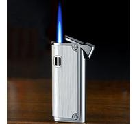 GAVIK Blue flame windproof lighter - easy to press to ignite, strong windproof performance, fast ignition, metal material, stylish and high temperature resistant, adjustable flame size, Color :