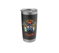 Gavin Best Cat Dad Ever Funny Custom Personalized Name Stainless Steel Insulated Tumbler