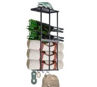 Gavinjitao Camping Chair Rack for Garage Storage, Metal Camping Chair Storage Wall Mount Beach Chair Umbrella Storage Holder with 4 Hooks for Garage Organizer