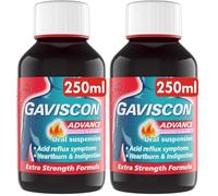 Gaviscon Advance Aniseed Liquid 250ml - Advanced Formula, Fast Heartburn & Indigestion Relief, Convenient Sachets, Antacids for Effective Digestion, Nausea Aid. (Pack of 2)