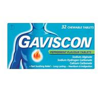 Gaviscon Chewable Tablets - Peppermint, Pack of 32 | Heartburn & Acid Reflux Relief, Fast-Acting Formula, Protective Barrier, Long-Lasting Comfort, Suitable for Pregnancy