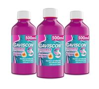 Gaviscon Double Action Aniseed Liquid 500ml, Pack of 3 x 500ml - Heartburn, Indigestion, Stomach Pain, Acid Reflux Relief, Digestive Health, Long-Lasting Antacid, Pregnancy Safe