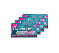 Gaviscon Double Action chewable tablets, Mixed Berries, 4-Pack - Fast Heartburn & Indigestion Relief, Convenient Sachets, Antacids for Effective Digestion, Acid Reflux Relief, Pregnancy Safe