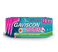 Gaviscon Double Action Tablets for Heartburn and Indigestion, Mint Chewable, Multipack of 5 x 12 Tablets, Total 60 Tablets