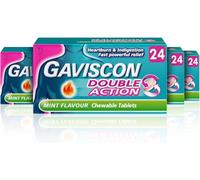 Gaviscon Double Action Mint Flavour Chewable Tablets, 96 Tablets | For Heartburn & Indigestion Relief, Acid Reflux, Long-Lasting Antacid, Dual Action Formula, Pregnancy Suitable