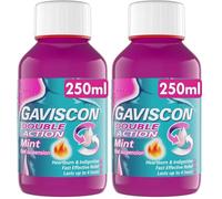 Gaviscon Double Action Mint Liquid 250ml - Fast Heartburn & Indigestion Relief, Convenient Sachets, Antacids for Effective Digestion, Acid Reflux Relief, Pregnancy Safe (Pack of 2)
