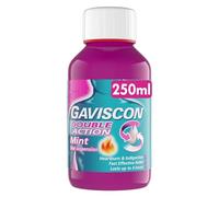 Gaviscon Double Action Mint Liquid 250ml - Fast Heartburn & Indigestion Relief, Convenient Sachets, Antacids for Effective Digestion, Acid Reflux Relief, Pregnancy Safe