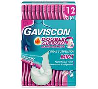 Gaviscon Double Action Mint Liquid Sachets, 12 Pack - Fast-Acting Heartburn, Indigestion, Acid, Stomach Pain Relief, Long-Lasting Antacid for Digestion and Nausea