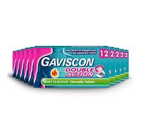 Gaviscon Double Action Tablets, Mint Chewable, 10 X 12 Tablets, 120 Pack, Indigestion Tablets, Heartburn Tablets, Antacids Tablets, Acid Reflux Tablets, Anti Acid Reflux Tablets, Long Lasting