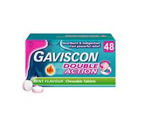 Gaviscon Double Action Tablets, Mint Flavour, 48 Tablets, Indigestion and Heartburn Relief, Indigestion Tablets, Acid Reflux, Anta