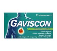 Gaviscon Peppermint Tablets 8 Chewable Tablets - Pack of 12
