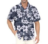 Gavliuu Hawaiian Shirt for Men - Men's Hawaiian Button Down Shirts Floral Shirts Printed Casual Short Sleeves