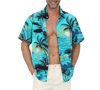 Gavliuu Hawaiian Shirt for Men - Men's Hawaiian Button Down Shirts Floral Shirts Printed Casual Short Sleeves
