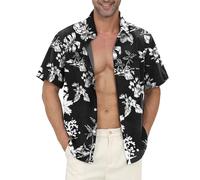 Gavliuu Hawaiian Shirt for Men - Men's Hawaiian Button Down Shirts Floral Shirts Printed Casual Short Sleeves
