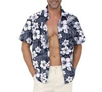 Gavliuu Hawaiian Shirt for Men - Men's Hawaiian Button Down Shirts Floral Shirts Printed Casual Short Sleeves