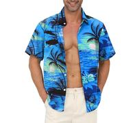 Gavliuu Hawaiian Shirt for Men - Men's Hawaiian Button Down Shirts Floral Shirts Printed Casual Short Sleeves