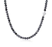 GAVU Cross Snowflake Obsidian Men's Healing Crystal Necklace 50cm