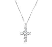 GAVU CZ Paved 925 Sterling Silver Necklace Women's Dainty Cross Necklace, Tiny Cross Necklace