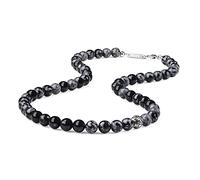 GAVU Handcrafted Men's Healing Crystal Snowflake Obsidian Necklace 60cm