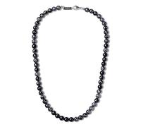 GAVU Men's Healing Crystal Snowflake Obsidian Beaded Necklace 65cm