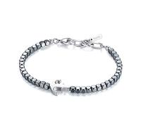 GAVU Men's Hematite Stone Beaded Anchor Bracelet