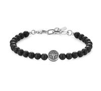 GAVU Men's Matte Onyx Crystal Compass Bracelet, Beaded Strand Bracelet, 22cm