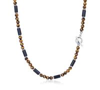 GAVU OT Clasp Healing Crystal Stone Beaded Necklace for Men, Tiger Eye Stone Necklace 60cm