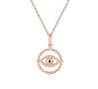 GAVU Rose Gold 925 Sterling Silver Evil Eye Pendant Necklace for Women, Dainty Gold Necklace Women