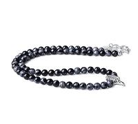 GAVU Snowflake Obsidian Crystal Raven Necklace for Men