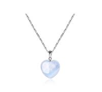 GAVU Women's Girls 925 Sterling Silver Heart Moonstone Healing Crystal Necklace