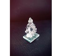 Gavya International Ganesha Hindu Crystal Quartz White Gemstone Ganesh Statue Success and Good Luck God Sculpture for Car Dashboard/Home/Office Decor Ganesh Chaturthi Height- 3.5 inch