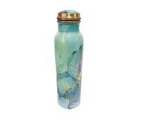 Gavya International Pure Copper Water Bottle 1 Liter / 34 Oz Extra Large Ayurvedic Drinking Vessel Printed Drinking Water Bottle yoga, Sport Birthday gift, Green