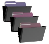 Gawerk 3 Pack Clear Acrylic Single Pocket, Plastic Hanging Wall Mount File Holder for Office Home, Black