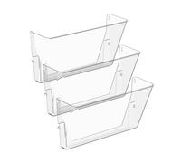 Gawerk 3 Pack Clear Acrylic Single Pocket, Plastic Hanging Wall Mount File Holder for Office Home, Clear