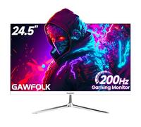 Gawfolk 24 Inch Gaming Monitor, 200hz Computer Monitor, FHD 1080P PC Monitors, 24.5" Frameless Curved Monitors VA,sRGB 100%, DisplayPort, HDMI,Eye Care, Wall-Mounted 75 * 75mm Compatible
