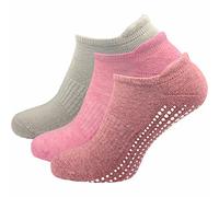 GAWILO 3 Pairs of Women's Yoga & Pilates Socks - Stopper Socks - Secure Hold on Smooth Floors, Without Pressing Toe Seam, Colored 1, 35-38