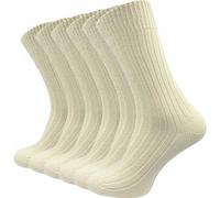 GAWILO 6 Pairs of Natural Cotton Socks - Women & Men - 100% Pure Natural Cotton - No Seams - Boil-proof - Slightly Coarse Knitted - Suitable for Outdoor Use, natural, 35-38